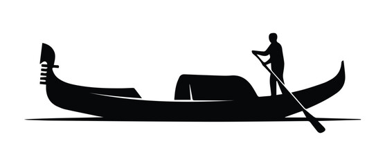 Gondola Boat Silhouette Icon Vector Venice Canal Traditional Water Transport © NexaVectors