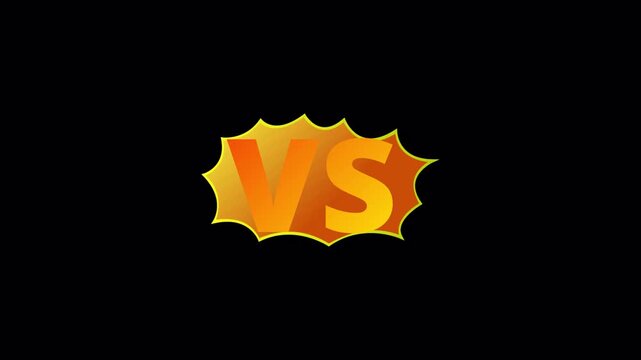 Versus VS comic text colorful pop art bubble on transparent background, futuristic comic fight blast animated.