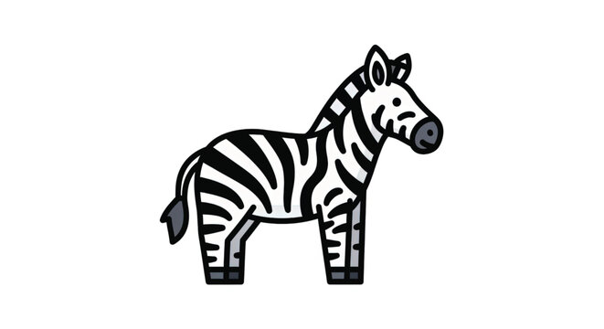 Black and white cartoon zebra standing.