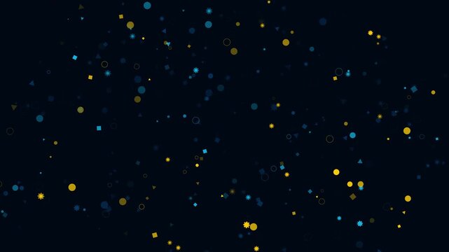 Vibrant Yellow and Blue Specks on Black Background