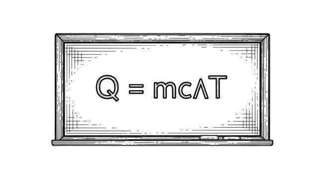 Blackboard with Physics Formula Q=mc&Delta;T, Science Education Concept