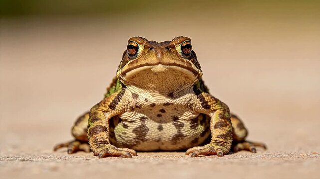 Toad resting on sandy ground
