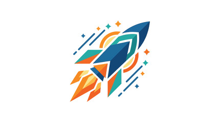 Colorful Rocket Ship Icon Launching Fast. © Ariya