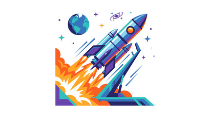 Rocket Ship Blasting into Space. © Ariya