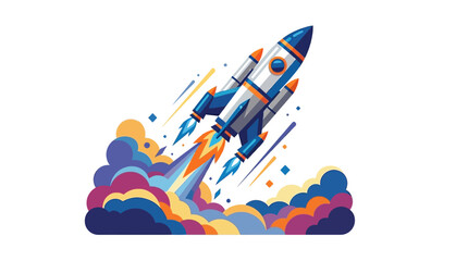 Rocket Ship Blasting Off Into Space. © Ariya