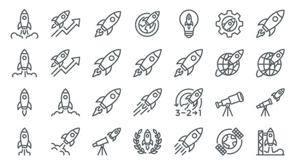 Rocket Ship Icon Set Collection. © Ariya