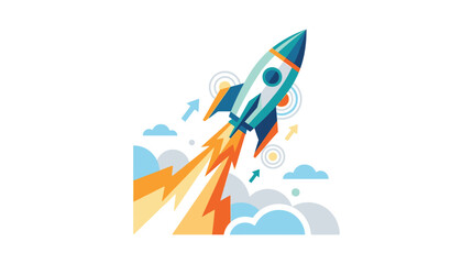 Rocket Ship Launching into Sky. © Ariya