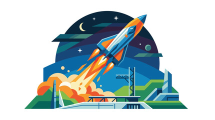 Rocket Ship Launching into Space. © Ariya