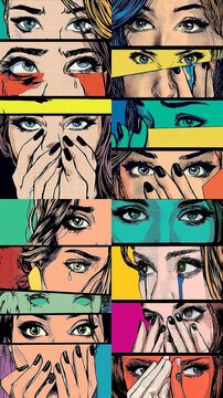 Comic panel female partial expression