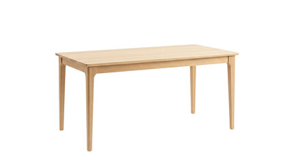 Fototapeta premium Natural wood dining table with four tapered legs.