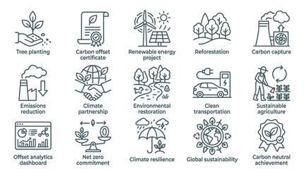 Fototapeta premium Eco Friendly Sustainable Green Icons Set.