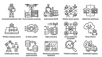 Obraz premium Icons of business and technology concepts.