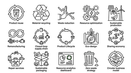 Fototapeta premium Sustainable business eco friendly icons set.