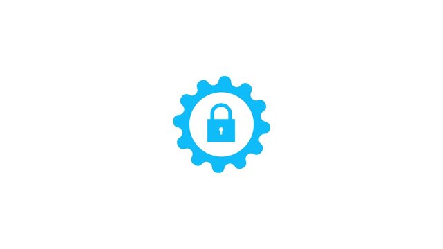 Gear icon animation with lock icon ,concept video