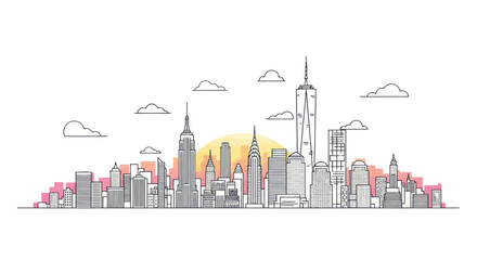 Fototapeta premium New York City Skyline Vector Illustration
