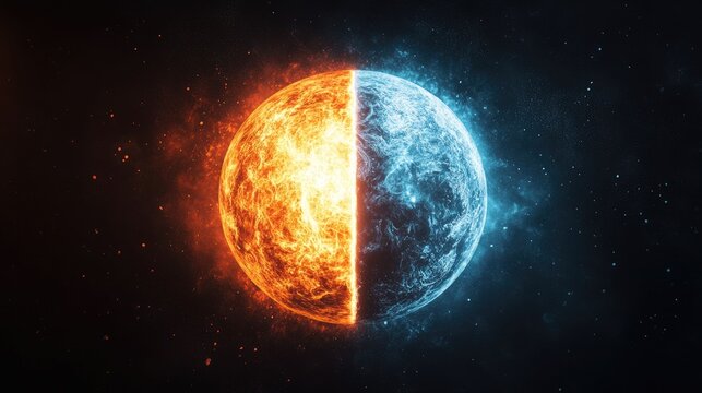 Fiery planet splits revealing icy core cosmic clash