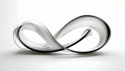 Naklejka premium Abstract infinity loop sculpture with black and white swirls