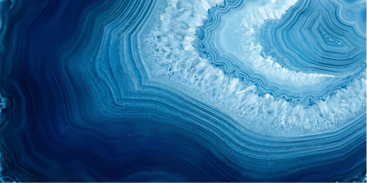 Close-up of a blue agate slice revealing intricate, swirling patterns and mineral layers, showcasing the natural beauty of gemstone textures.