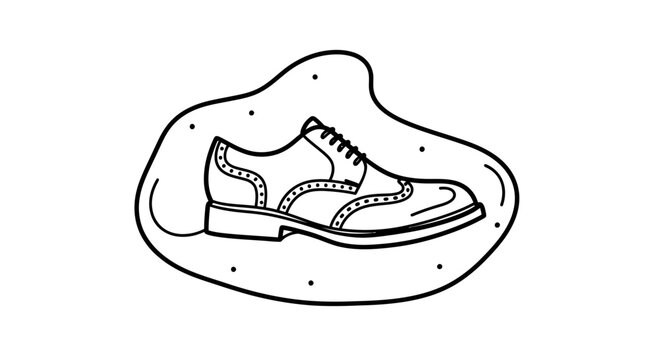 Hand-drawn illustration of a classic wingtip brogue shoe in a blob shape