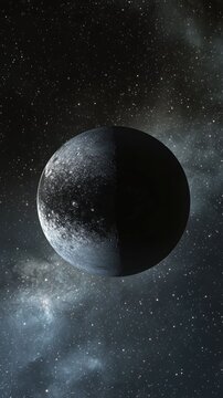 Half-lit celestial body cosmic backdrop