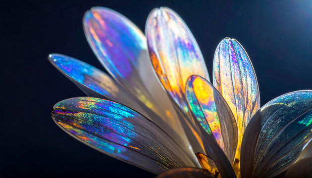 Iridescent dragonfly wing macro detail with rainbow colors dragonfly abstract