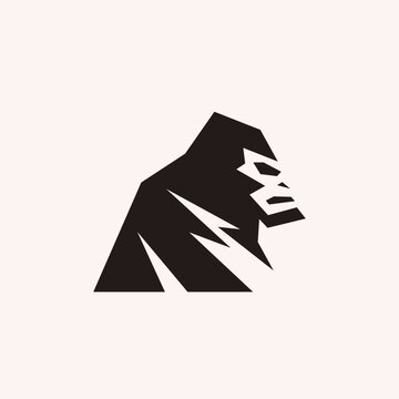 stylized and geometric gorilla sideview logo