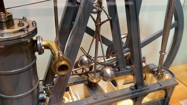 Close Up View of a Moving Victorian Steam Engine Model