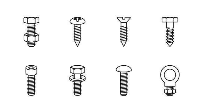 Industrial Fasteners Icon Set