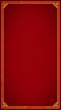Traditional Asian background vertical video with glowing gold glitter frame