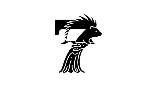 Stylized black rooster logo with number seven design.