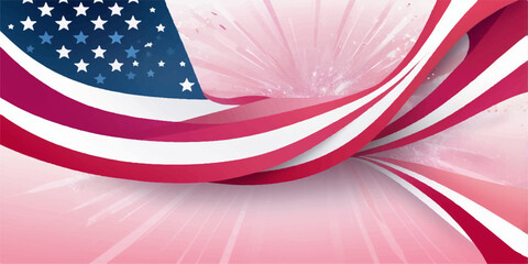 Fototapeta premium American flag background illustration with stars and stripes patriotic United States symbol design