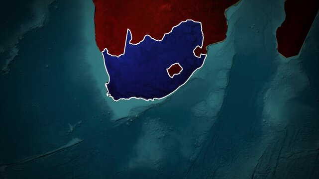 south africa map animation, country highlight, location pin marker, geographic boundary, africa map overlay