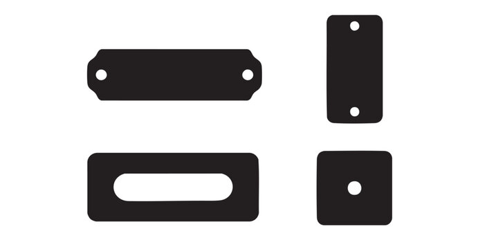 Black Silhouette Vector Set of Name Tag and ID Badge Shapes