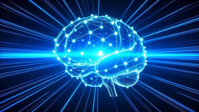 Blue glowing brain network
