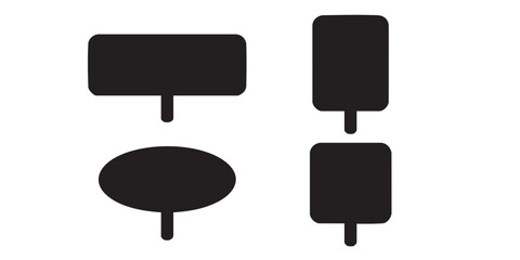 Black Silhouette Vector Set of Rectangular and Oval Stake Sign Boards © Wimas
