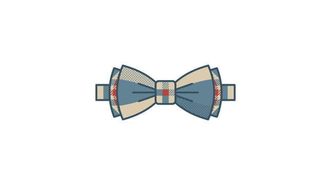 Minimalist Bow Tie Icon with Geometric Plaid Pattern