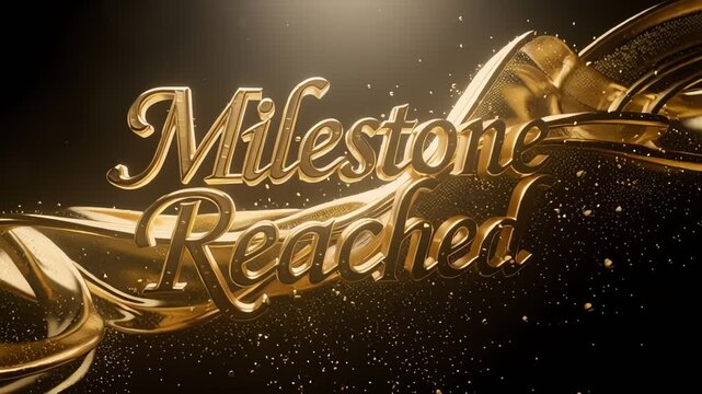 Gold cinematic typography reveal of milestone reached success award graphic