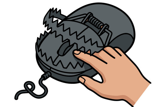 Computer Mouse Becomes a Mouse Trap Spring Loaded Danger
