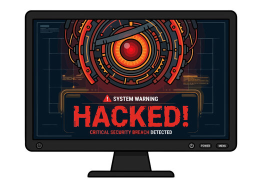 Cyber Attack Hacked System Warning Security Breach Alert