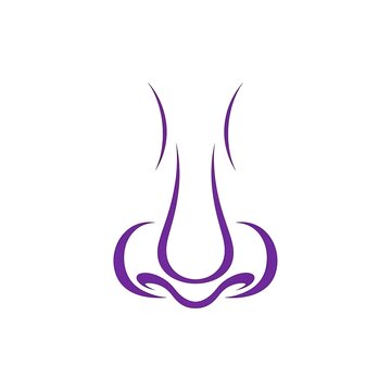 Minimalist purple line art nose icon design.
