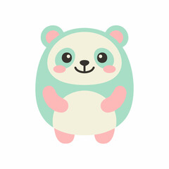 Fototapeta premium Cute Cartoon Polar Bear Character Smiling in Pastel Blue and Pink Illustration