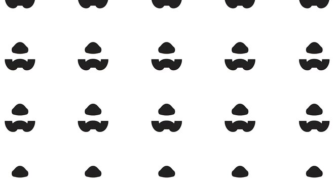 Minimalist seamless pattern with repeating mustache shapes on white background.