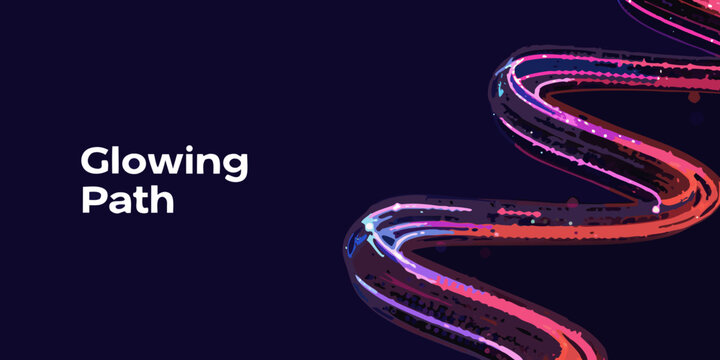 Coiled spring with glowing neon effect on dark purple background
