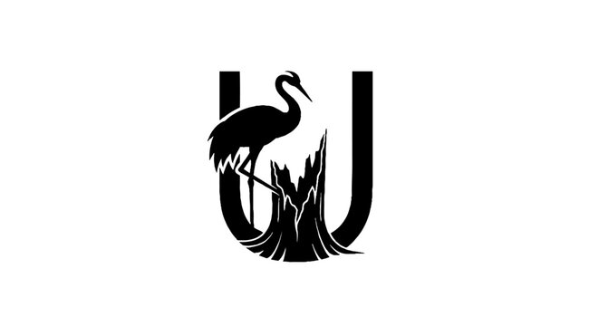 Elegant crane bird standing in marsh vegetation.