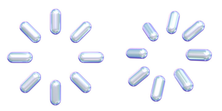 3D Holographic Loading Spinner Icon Front and Side View
