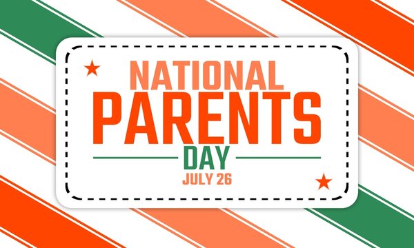 National Parents Day July 26 creative flat design illustration with star icons and striped background