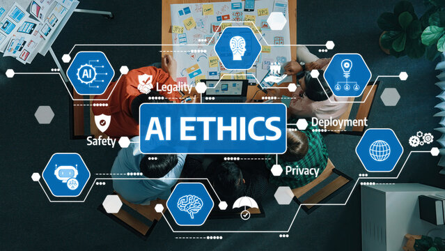 Comprehensive Overview of AI Ethics, Highlighting Key Aspects Such as Legality, Safety, Privacy, and Deployment in a Collaborative Environment. Amity