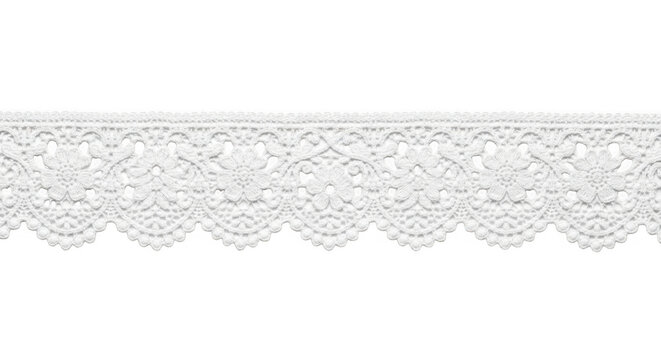 a white lace with dots and lines isolated on transparent background
