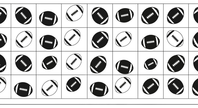 Seamless Pattern of American Footballs on White Background, Sports Graphic Resource