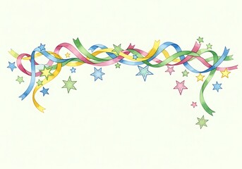 Fototapeta premium Colorful abstract flowing ribbon design with floral elements.